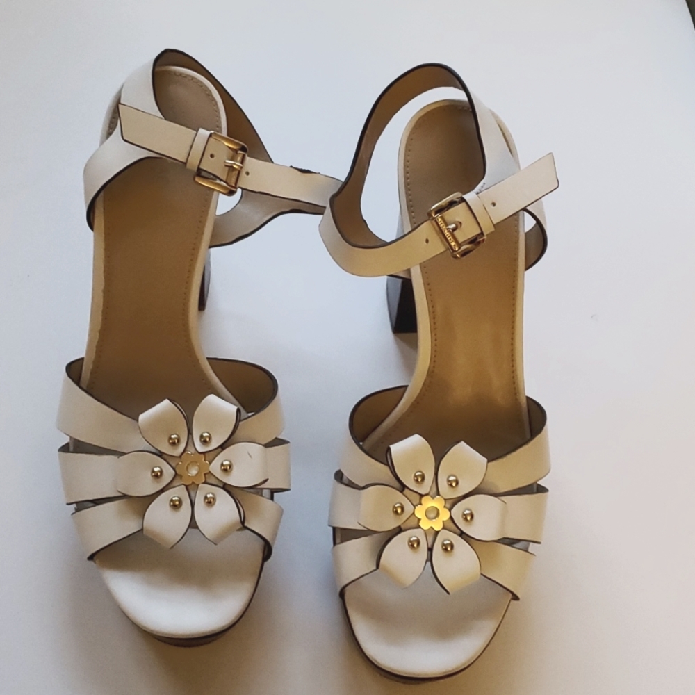 Michael kors white floral strap heel - size 9